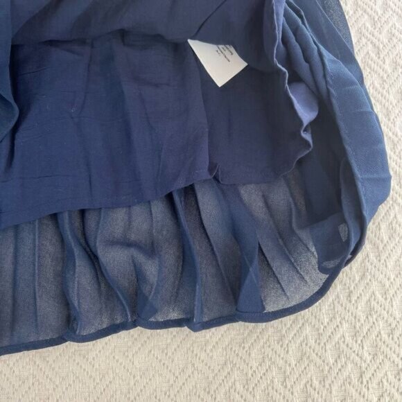 SUD Express Women’s 42 US 10 Navy Blue Ruffled Pleated Lined A Line Mini Skirt - Picture 4 of 7
